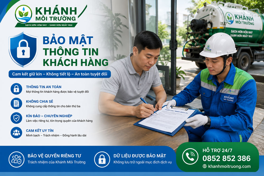 Chính bảo mật thông tin của khách hàng tại Khánh Môi Trường