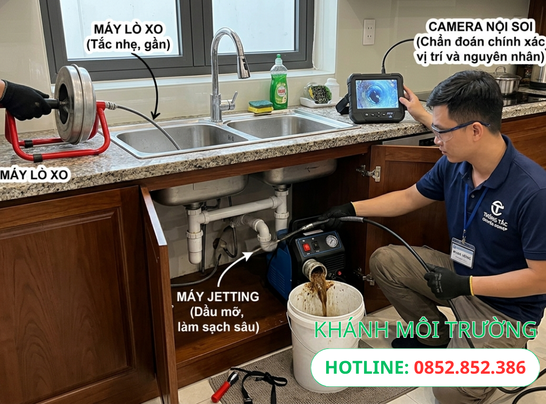 Cách thông tắc bồn rửa chén hiệu quả