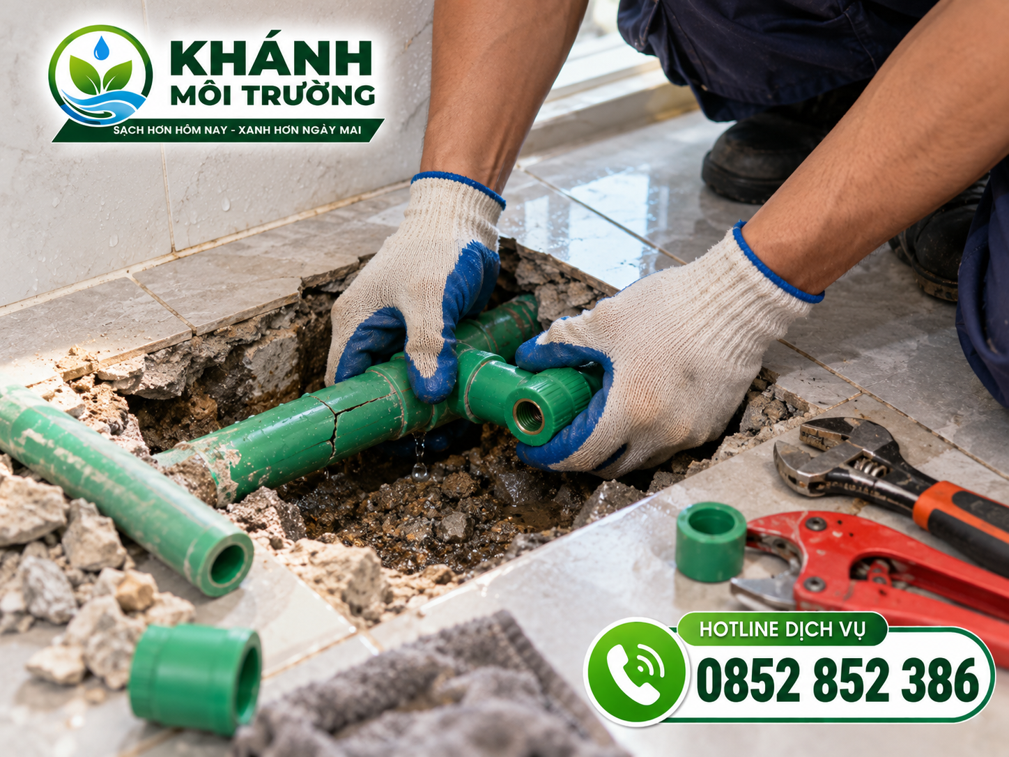 Sửa ống nước rò rỉ âm sàn dưới nền gạch